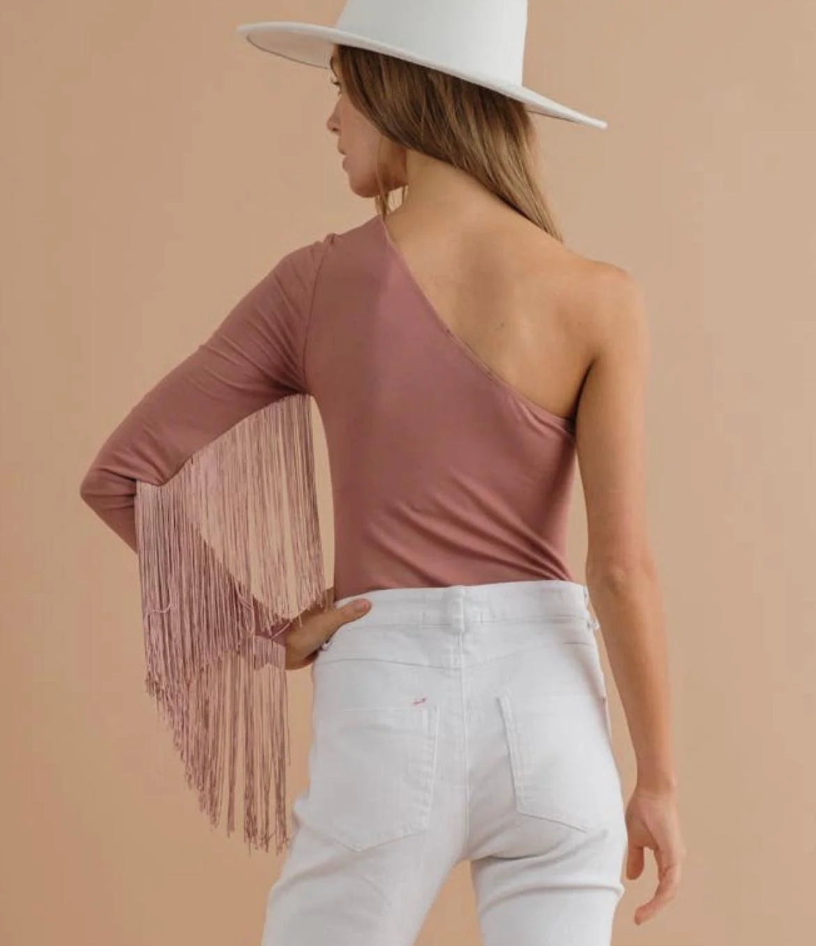 One Shoulder Fringe Bodysuit - Image 3