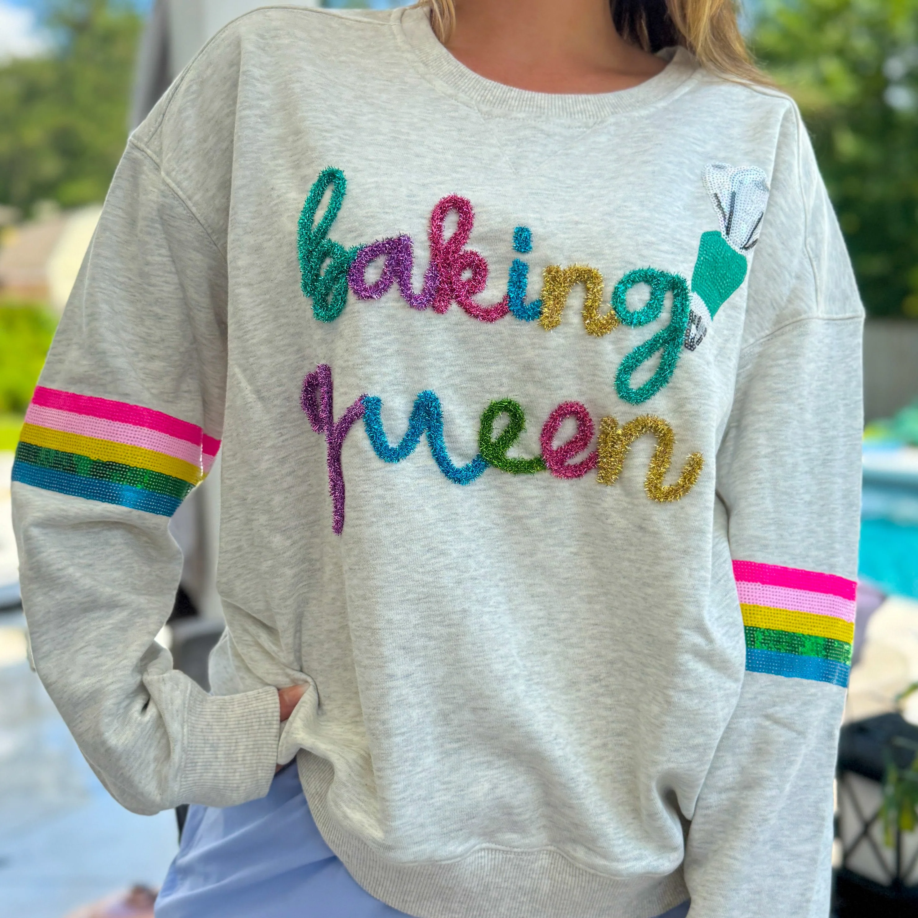 Baking Queen Tinsel Sweatshirt - Image 3