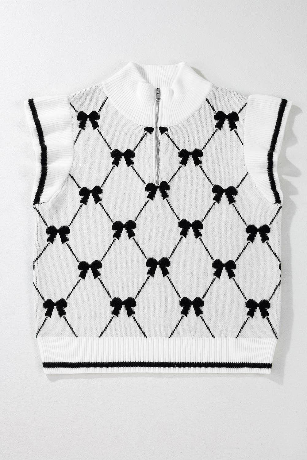 Bow Print Ruffled Sweater Top - Image 6
