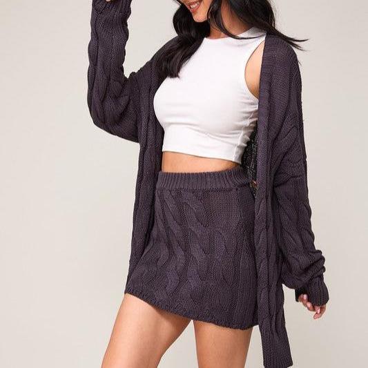 Cable Knit Cardigan & Skirt Set - Image 3
