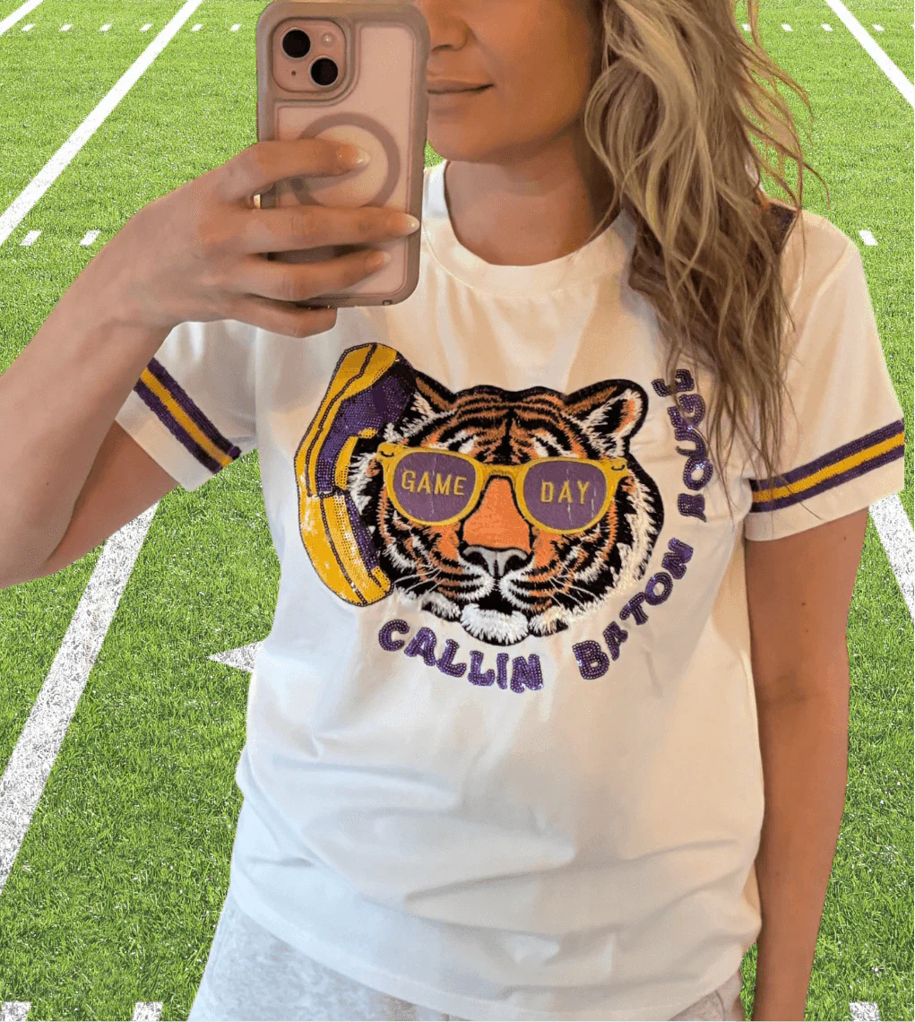 Callin Baton Rouge Sequin Tiger T-Shirt - Image 3