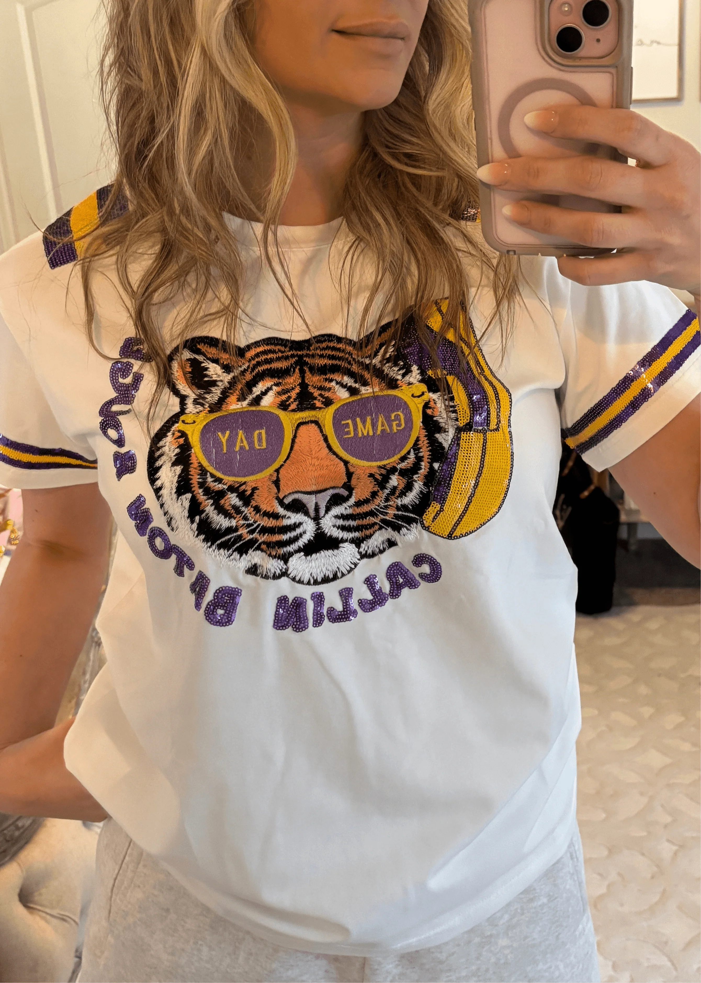Callin Baton Rouge Sequin Tiger T-Shirt - Image 4