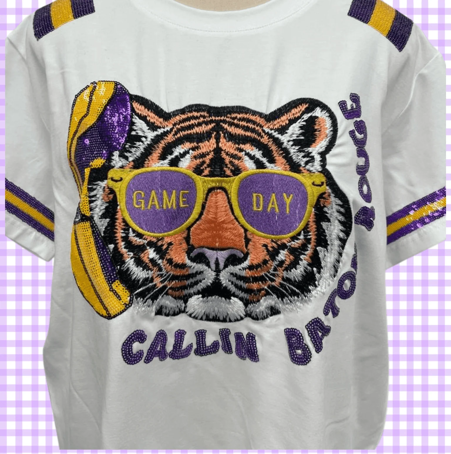 Callin Baton Rouge Sequin Tiger T-Shirt - Image 5