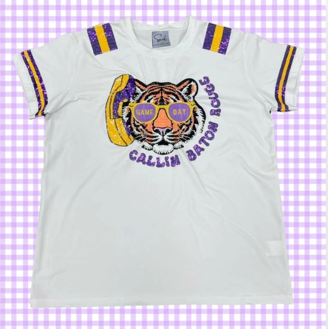 Callin Baton Rouge Sequin Tiger T-Shirt - Image 7