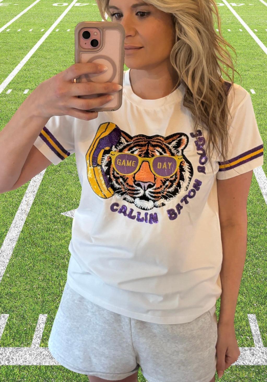 Callin Baton Rouge Sequin Tiger T-Shirt - Image 8