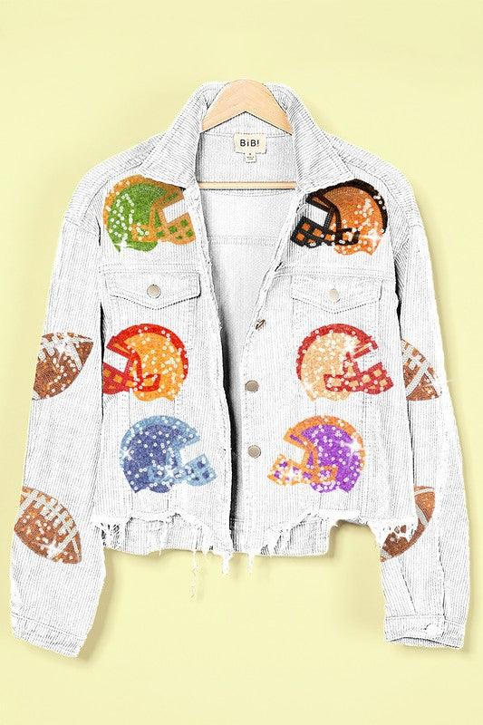 Football Sequin Corduroy Jacket - Image 3