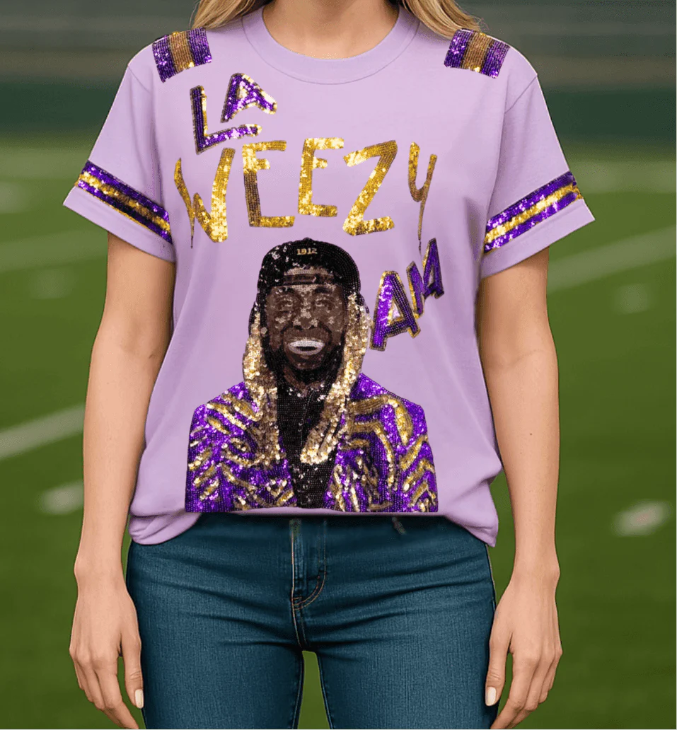 La Weezy Ana Tigers Sequin Gameday T-Shirt - Image 7