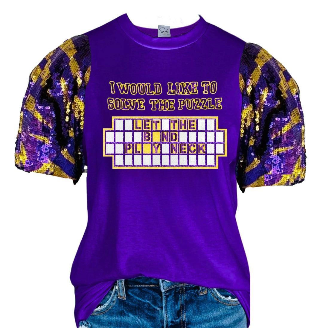 Let The Band Play Neck Purple Sequin Tiger Top - Image 5