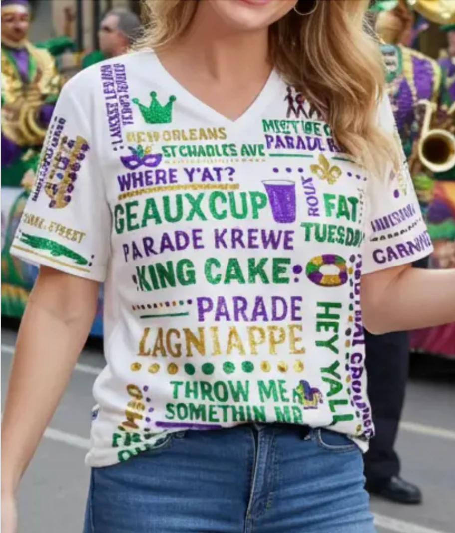 Mardi Gras Lagniappe Sequin T-Shirt - Image 3