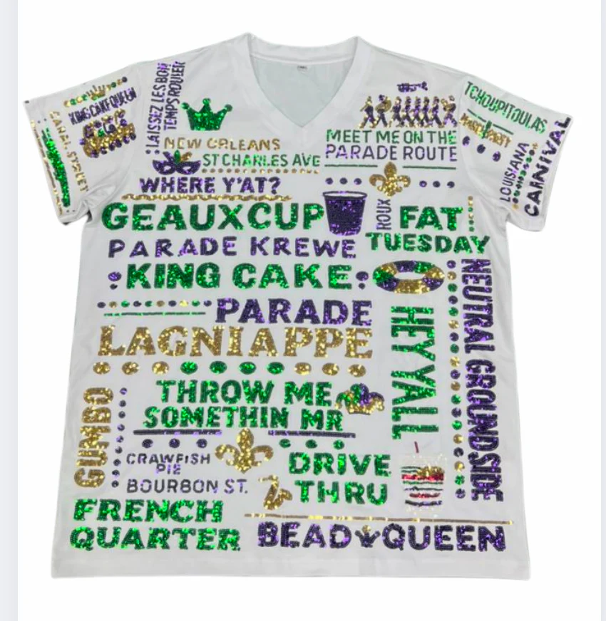 Mardi Gras Lagniappe Sequin T-Shirt - Image 4
