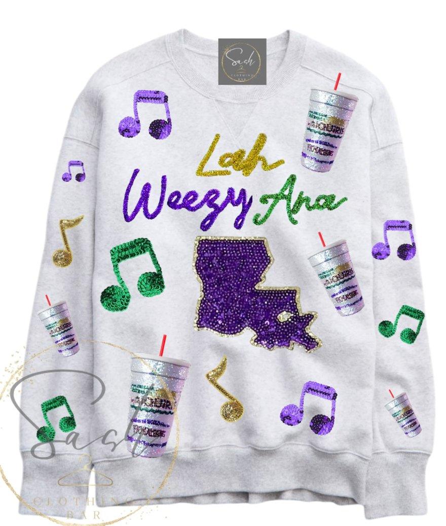 Mardi Gras Lah Weezy Ana Sequin Sweatshirt - Image 8