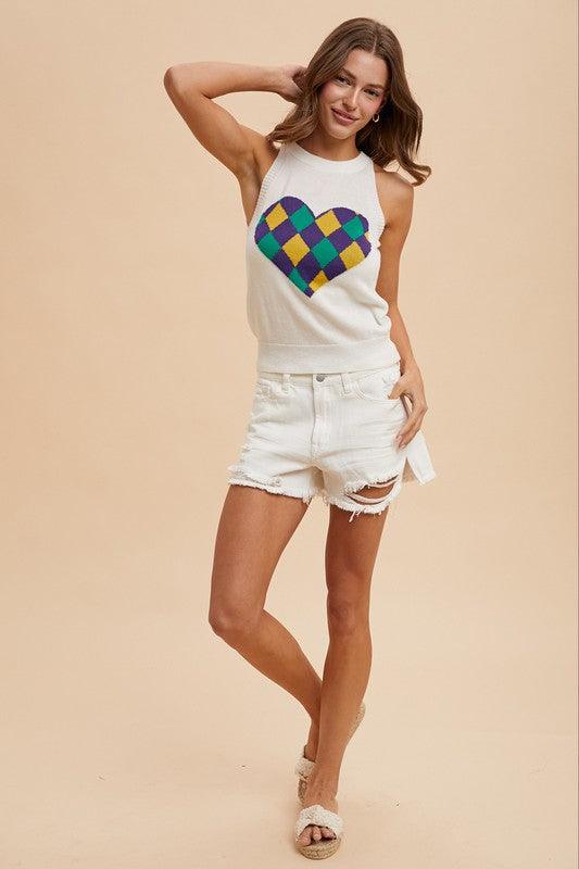 Mardi Gras Heart Sweater Top - Image 7