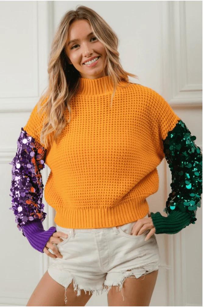 Mardi Gras Sequin sleeve top - Image 3