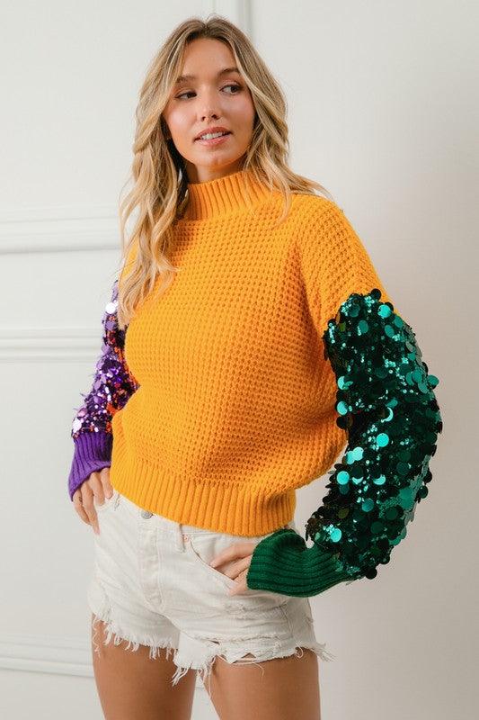 Mardi Gras Sequin sleeve top - Image 4