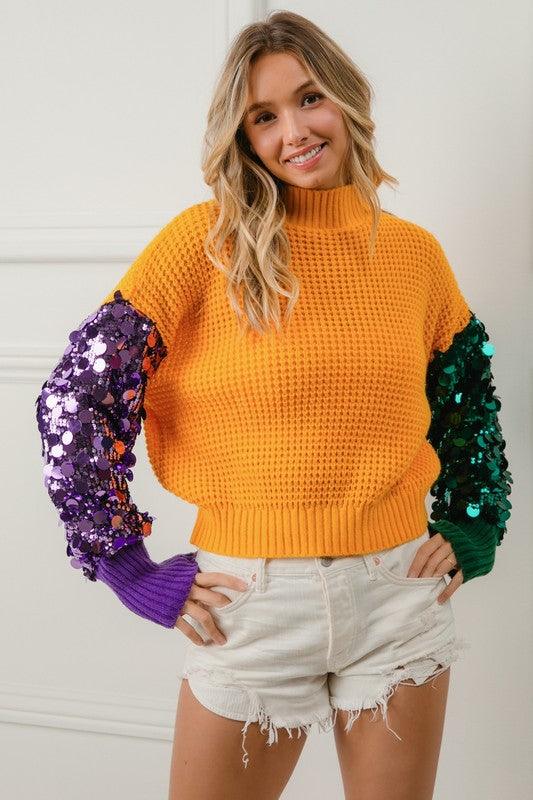 Mardi Gras Sequin sleeve top - Image 5