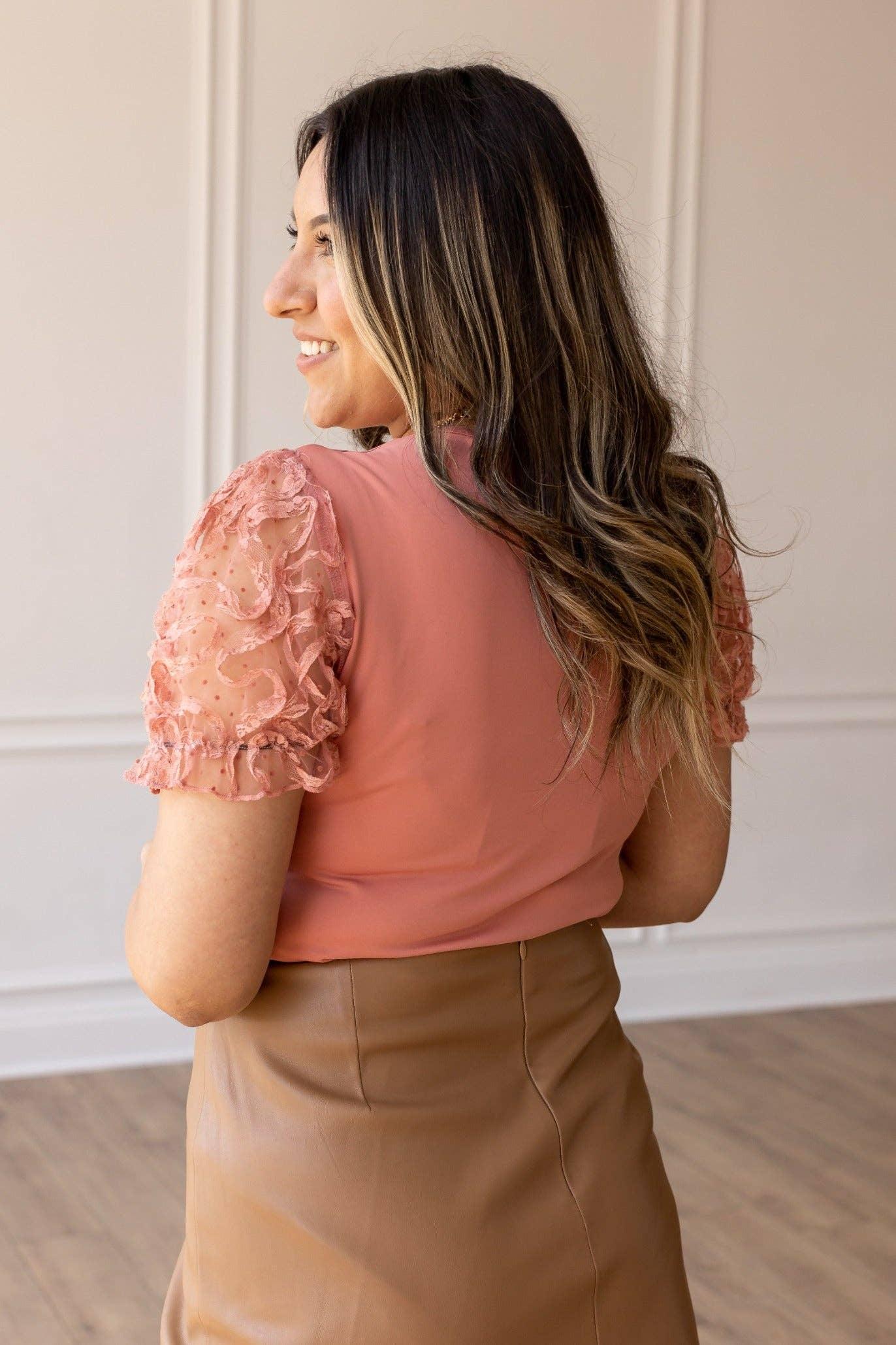 Peachy Petal Floral Sleeve Bodysuit - Image 3