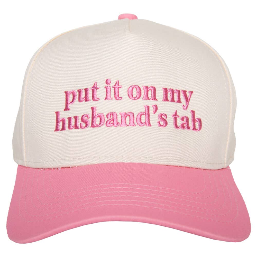 Put It On My Husband's Tab Two-Toned Vintage Hat: Pink and Tan - Image 3