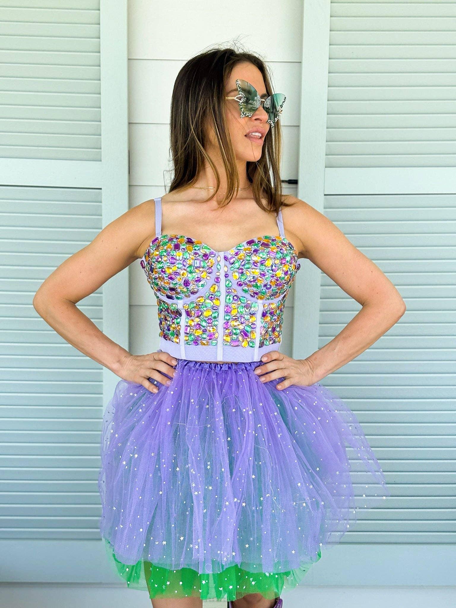 Rhinestone Bustier - Lavender Mardi Gras - Image 5