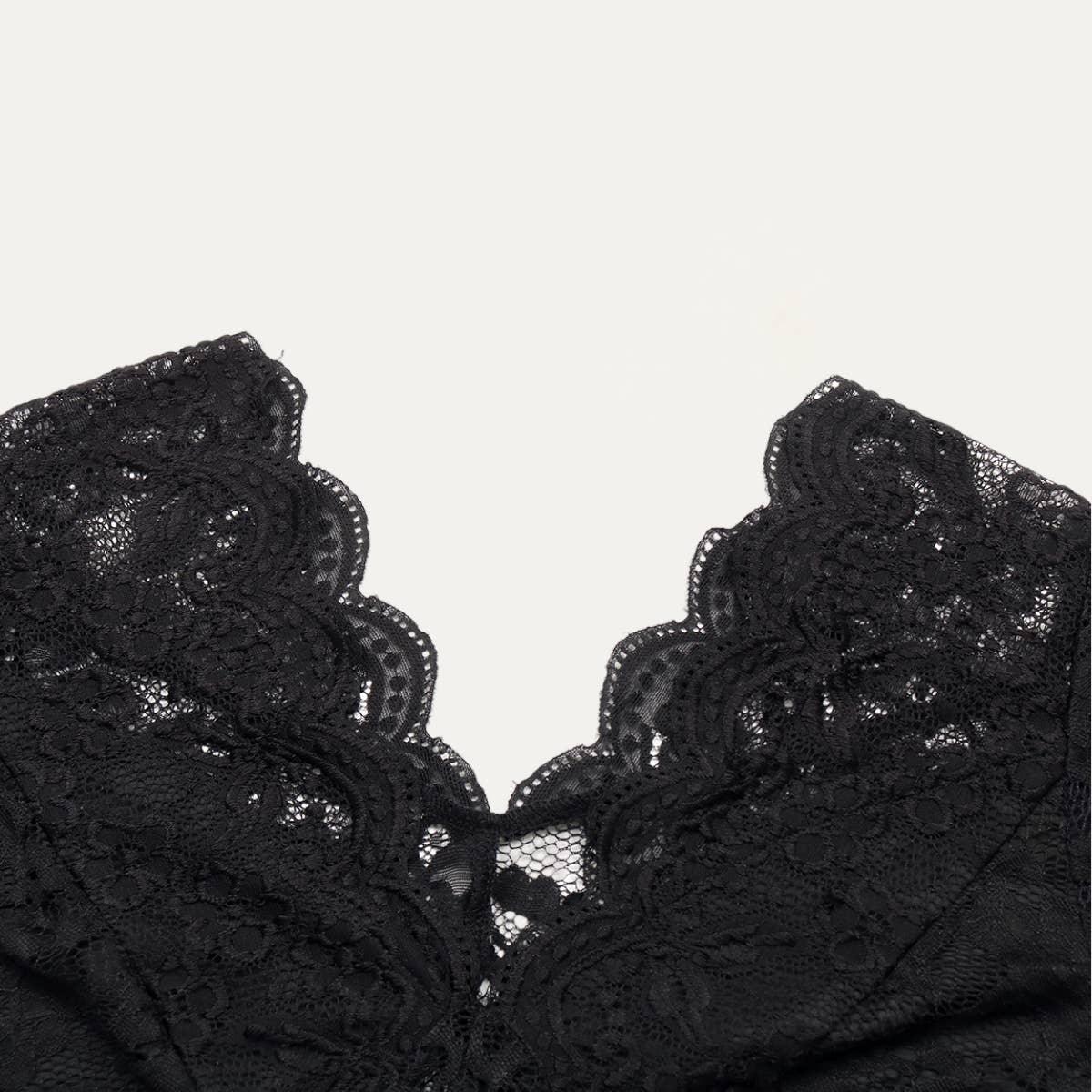 Floral Lace V-Neck Long Sleeve Bodysuit - Image 4