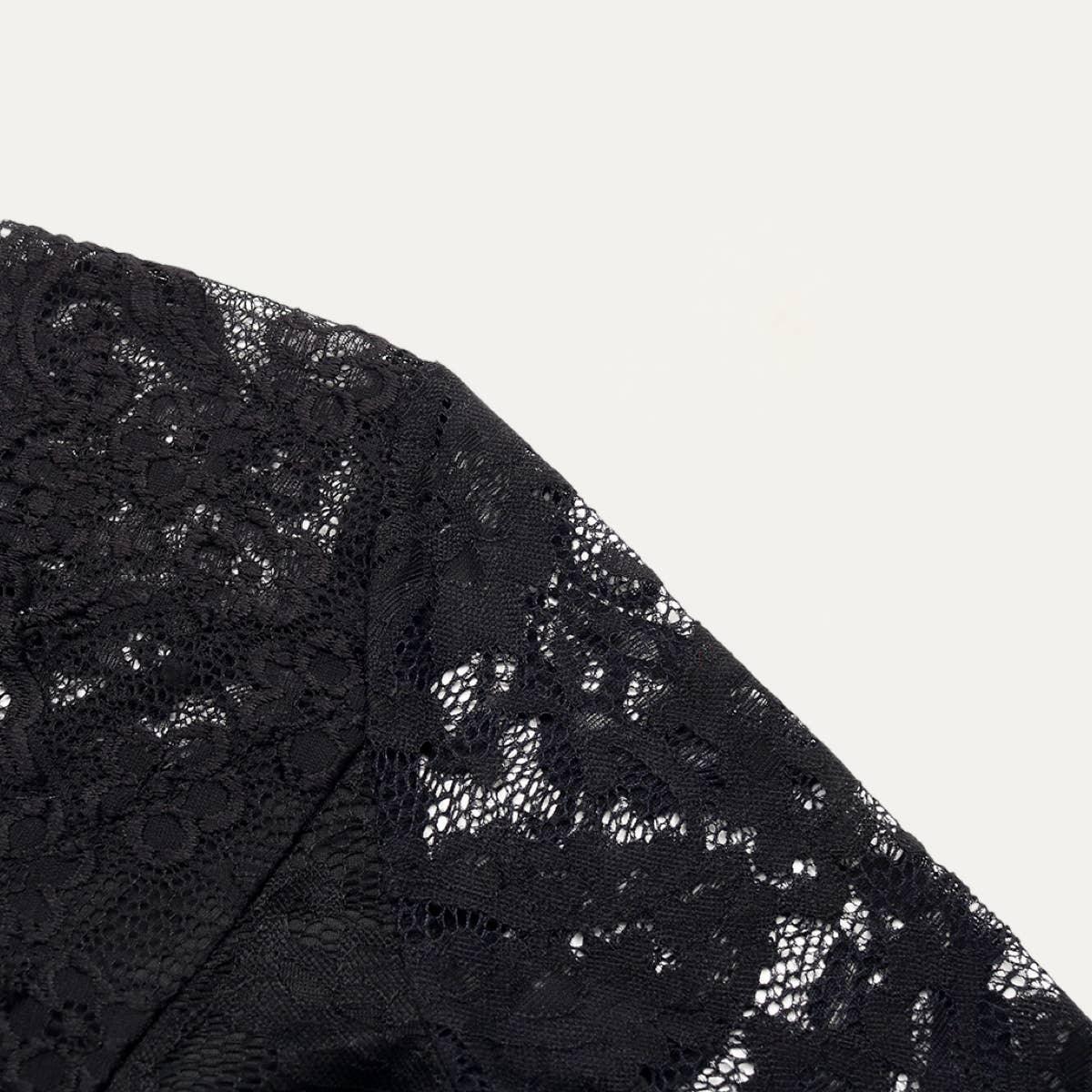 Floral Lace V-Neck Long Sleeve Bodysuit - Image 5
