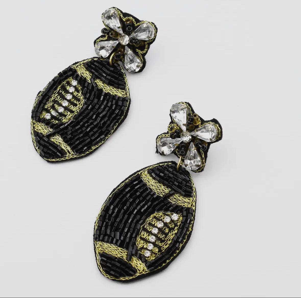 Saints beaded football Earrings - Image 3