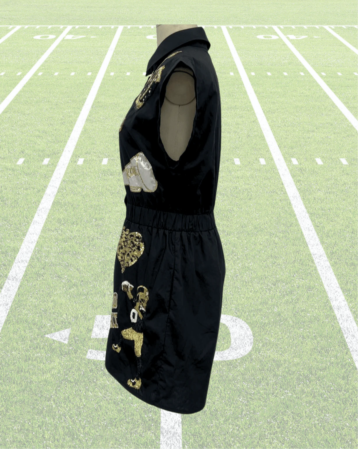 Saints Black & Gold Sequin Game Day Romper - Image 10
