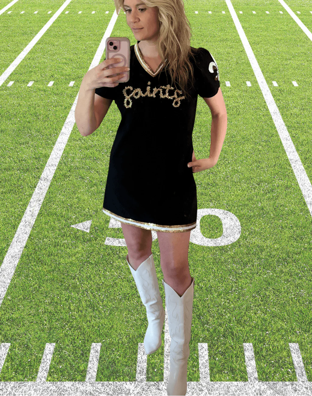 New Orleans Saints Script Black & Gold Dress - Image 4