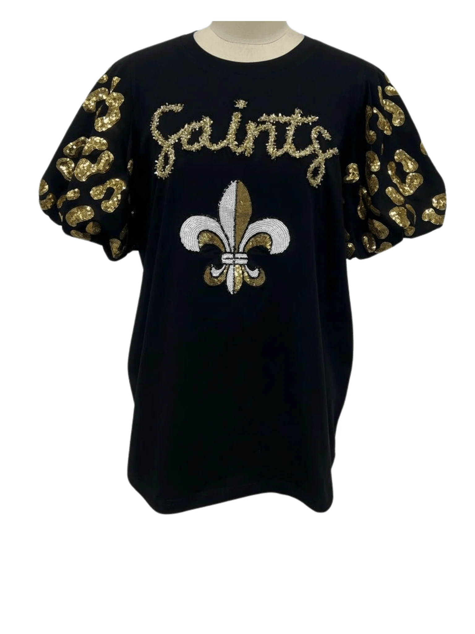 Saints Sequin Game Day Tinsel Script Top - Image 10