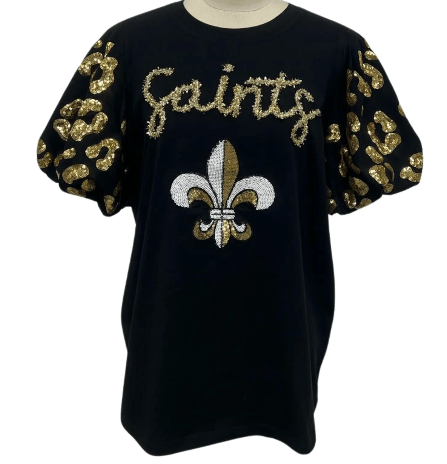 Saints Sequin Game Day Tinsel Script Top - Image 9