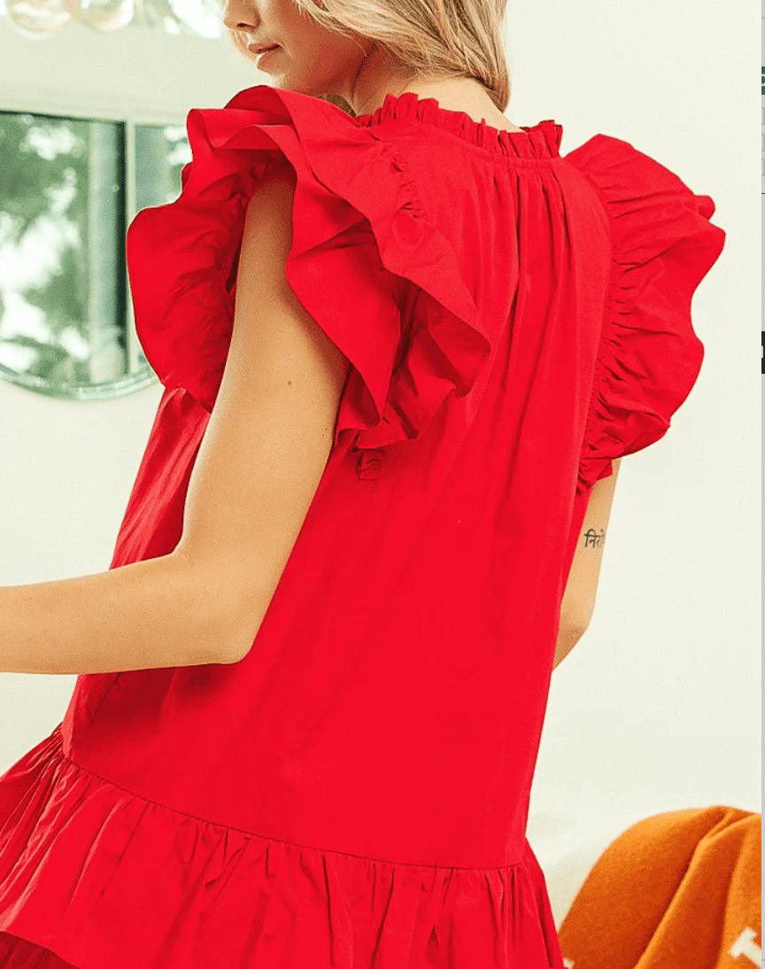 Sequin baseball patch Dress Red - Image 4