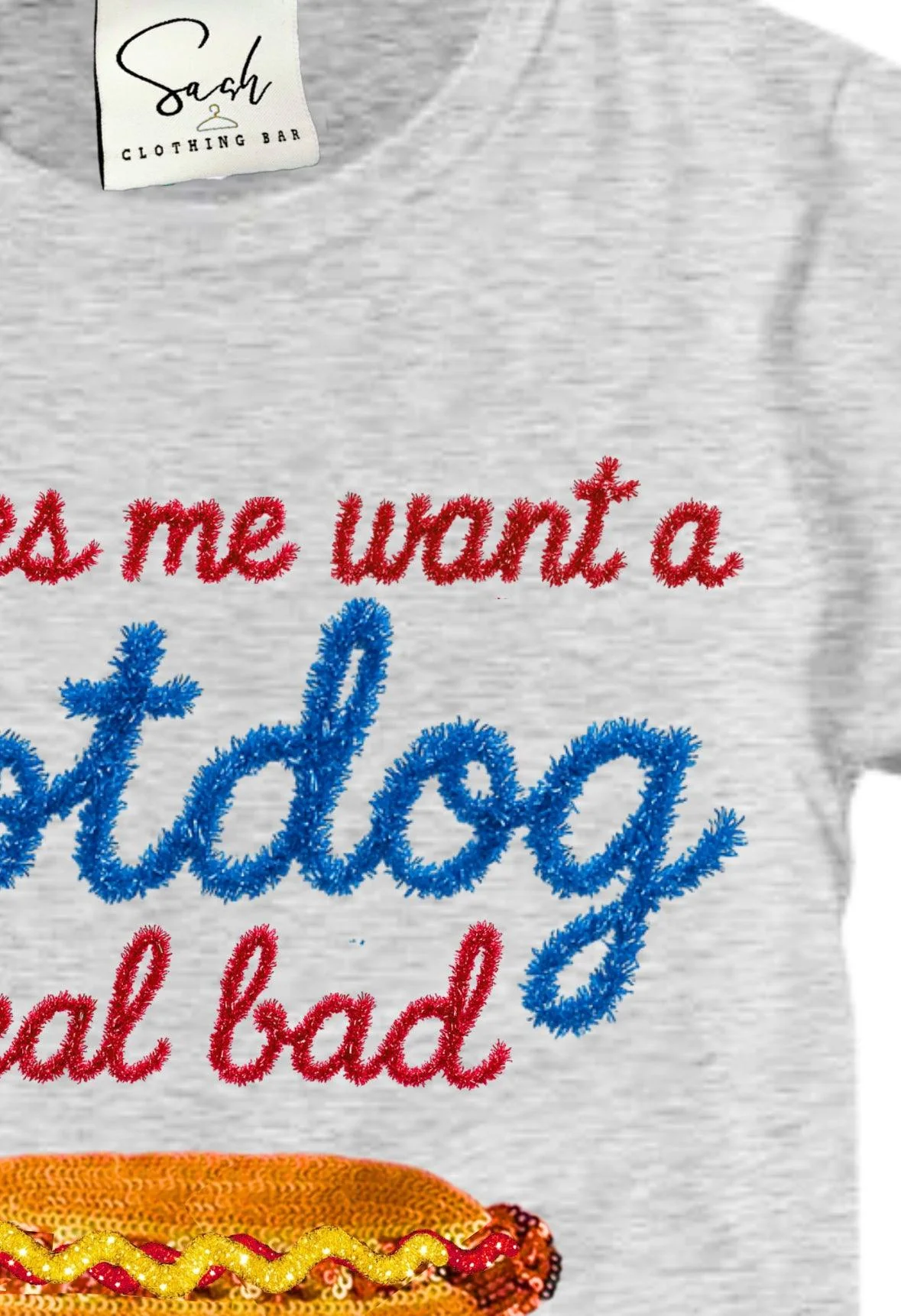 Sequin Hotdog 4th of July T-Shirt - Image 3