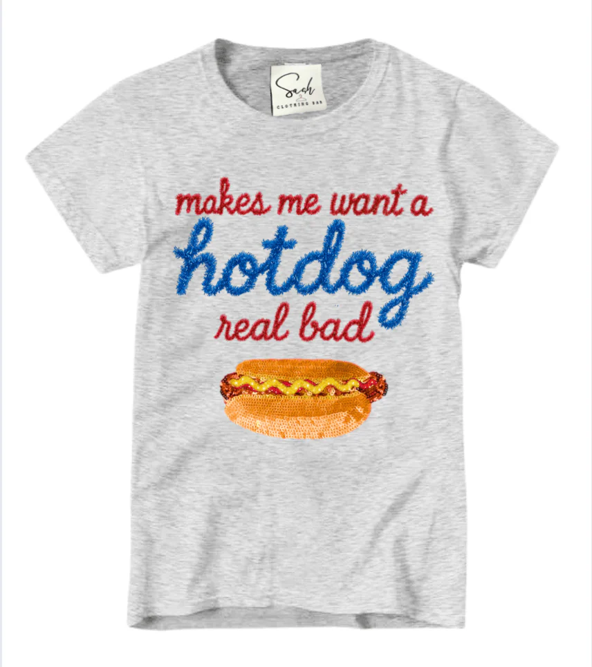 Sequin Hotdog 4th of July T-Shirt - Image 4
