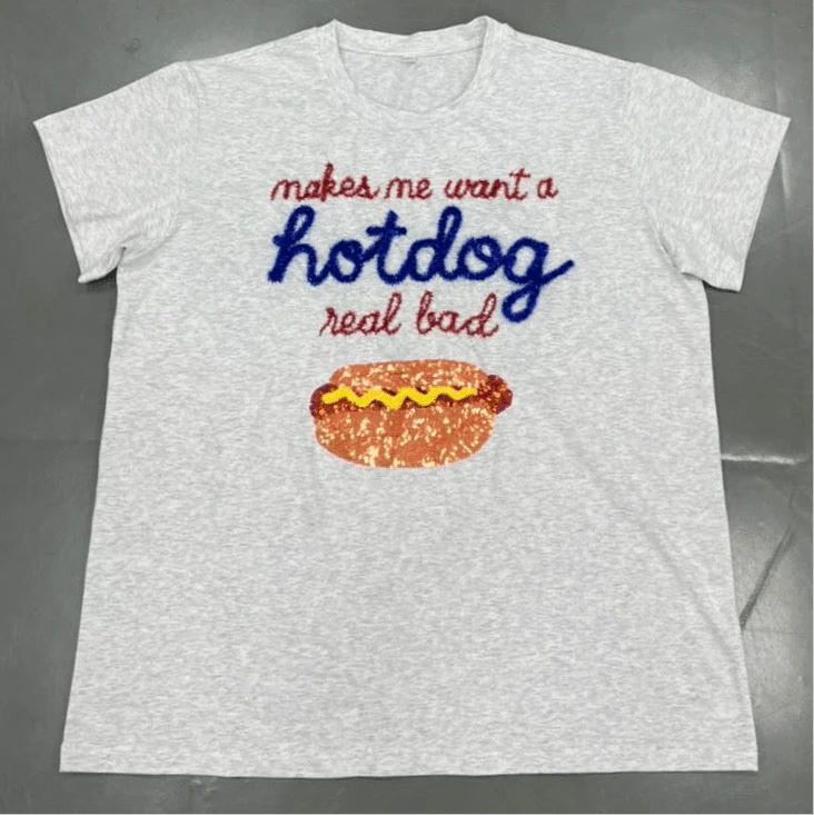 Sequin Hotdog 4th of July T-Shirt - Image 5