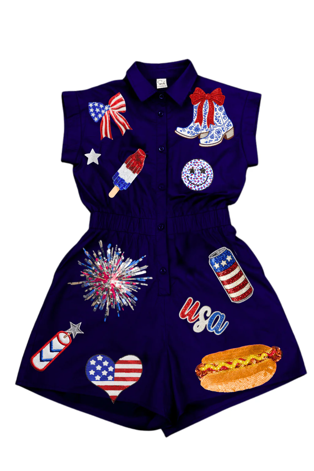 Sequin Patch 4th of July Romper - Image 11