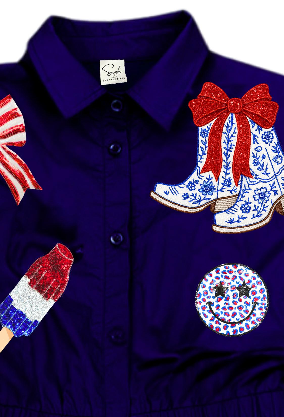 Sequin Patch 4th of July Romper - Image 6