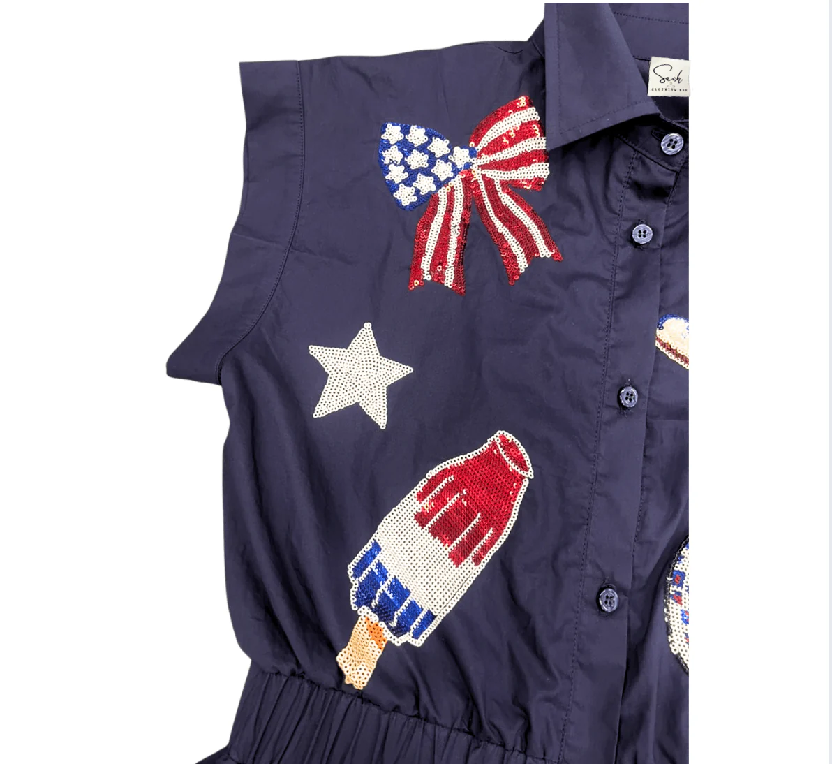 Sequin Patch 4th of July Romper - Image 9