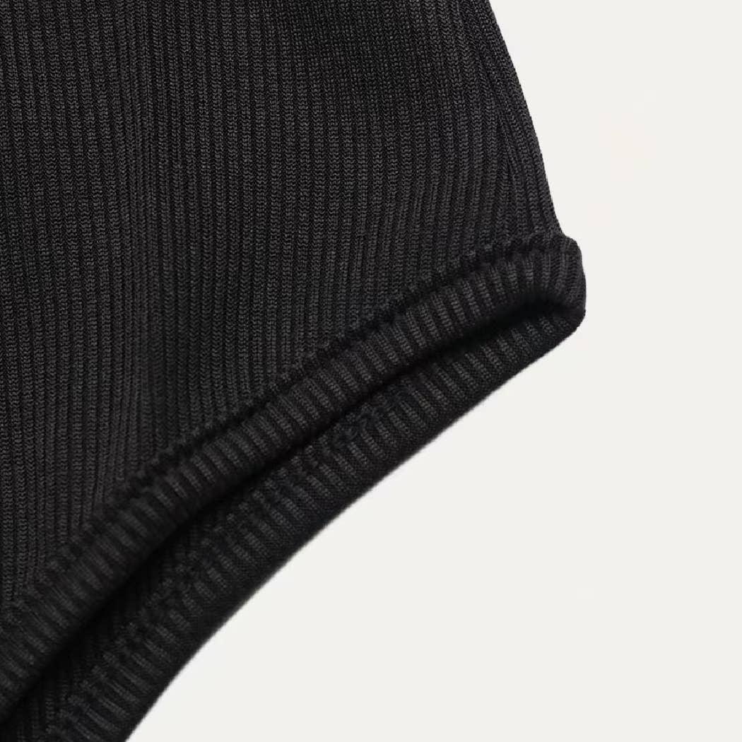 Stretchy Round Neck Ribbed Knit Short Sleeves Bodysuit - Image 8