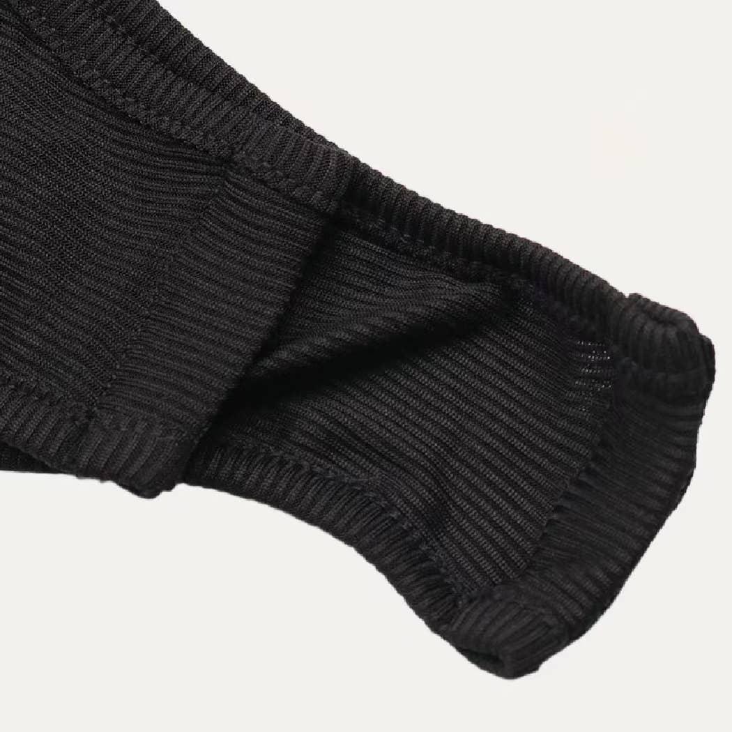 Stretchy Round Neck Ribbed Knit Short Sleeves Bodysuit - Image 9