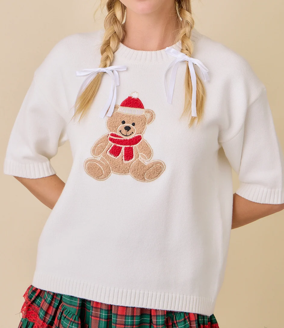 Teddy Bear Holiday Sweater Top - Image 4
