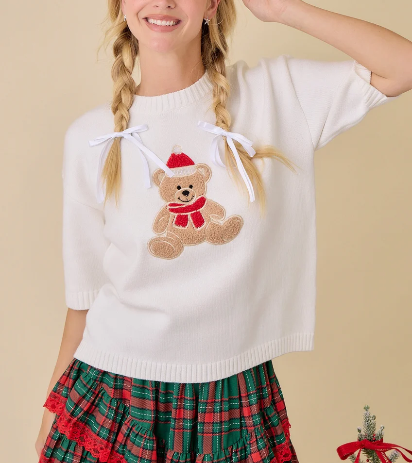 Teddy Bear Holiday Sweater Top - Image 6