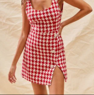 Tweed Red and White Mini Dress - Image 3