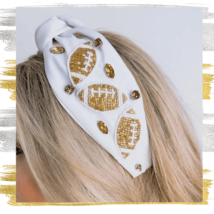 White and Gold Football Headband - Image 3