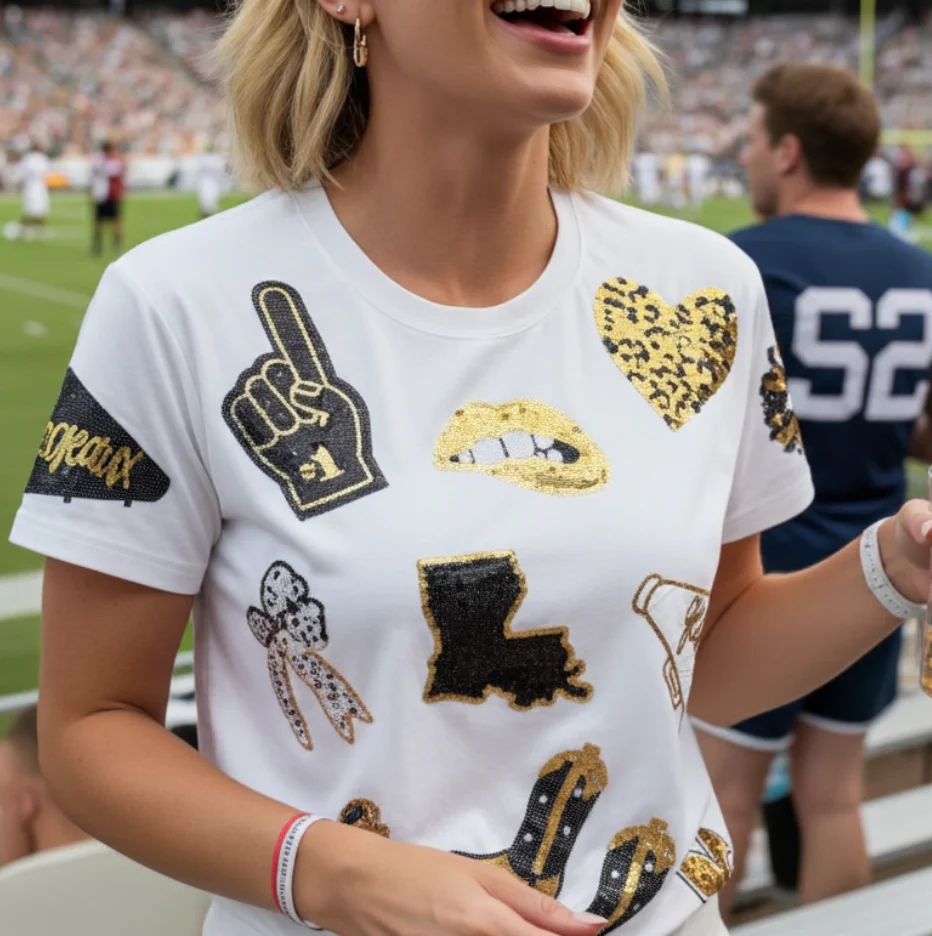 Saints Game Day Sequin Spirit T-Shirt - Image 10