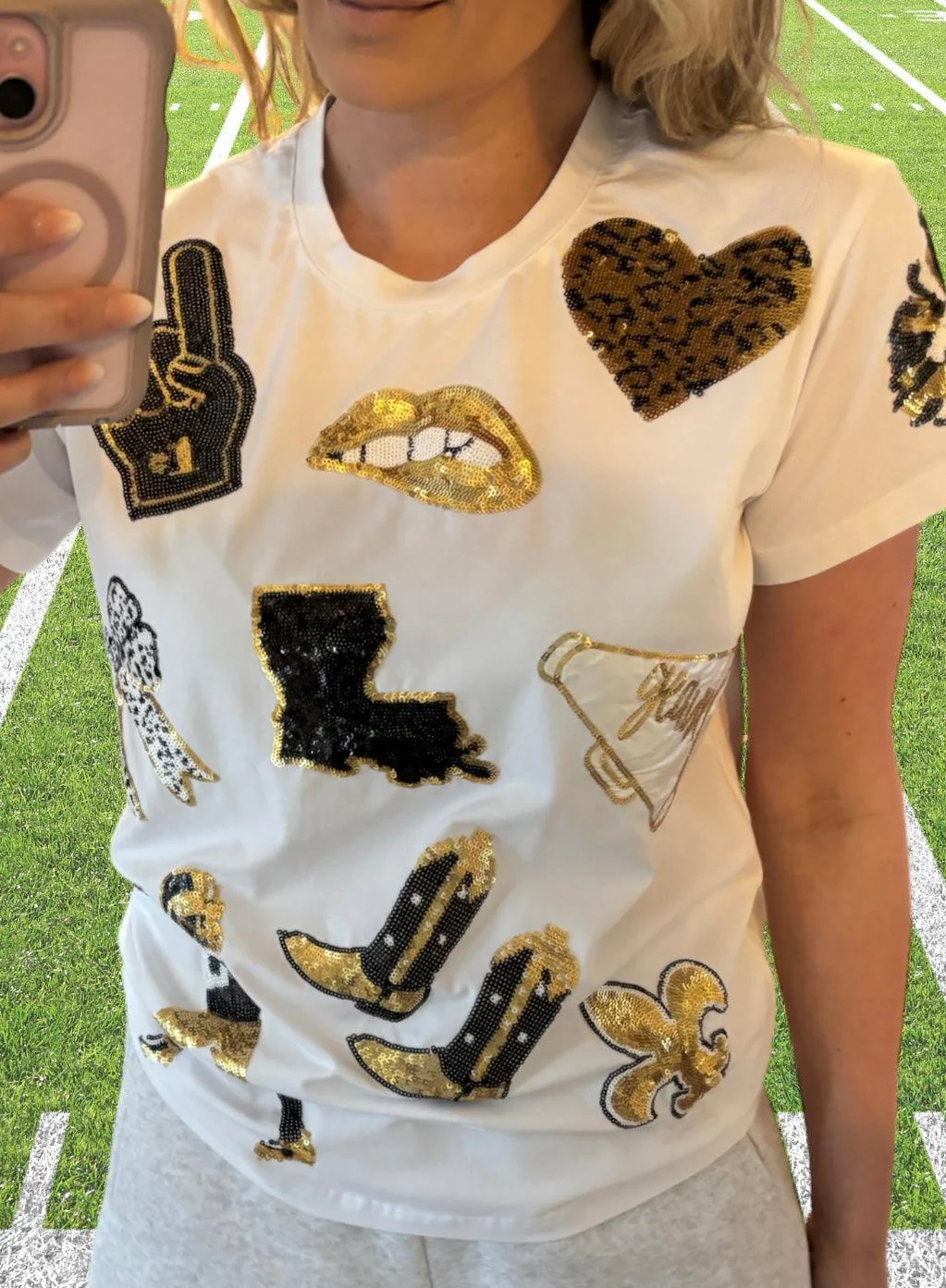 Saints Game Day Sequin Spirit T-Shirt - Image 3